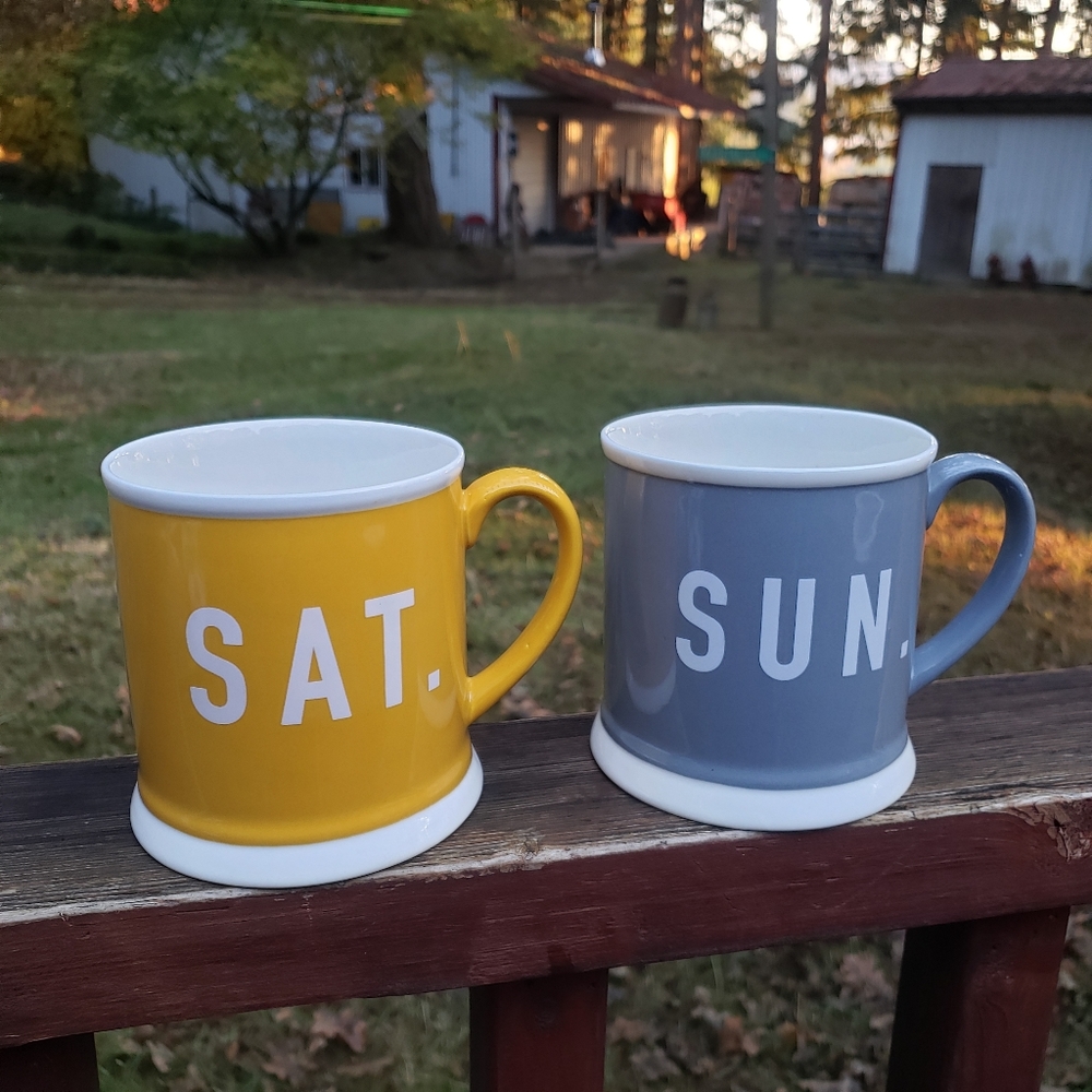Creative Co-Op Saturday and Sunday Coffee Mugs